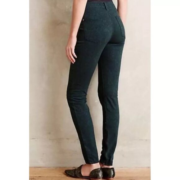 Anthropologie Pilcro and The Letterpress Green Jacquard Ankle Zip‎ Pants… - Picture 2 of 13